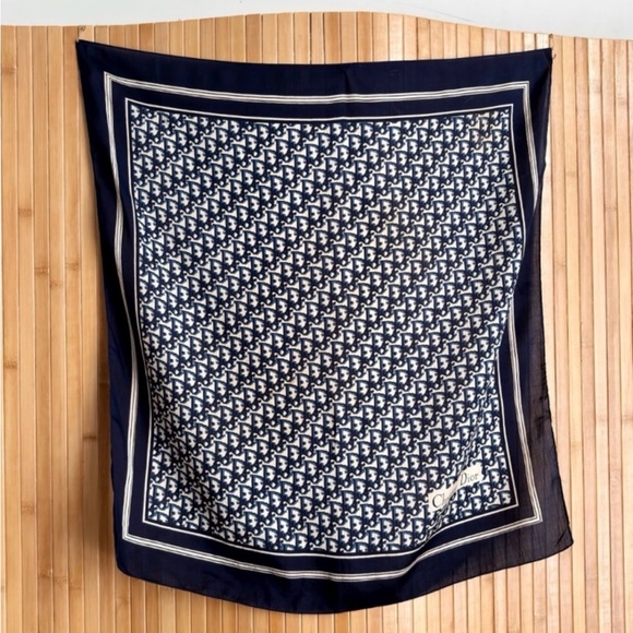 Dior Accessories - Vintage Dior Classic Navy and White Monogram scarf